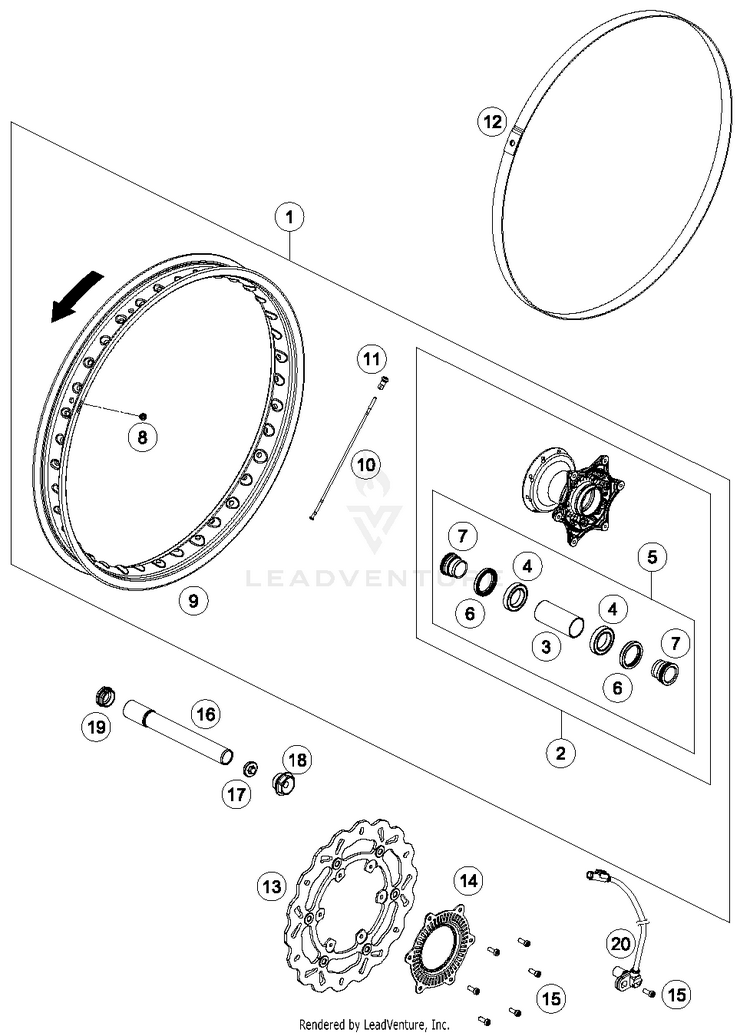 Front Wheel 690 ENDURO R Chassis - 2016 Schematic