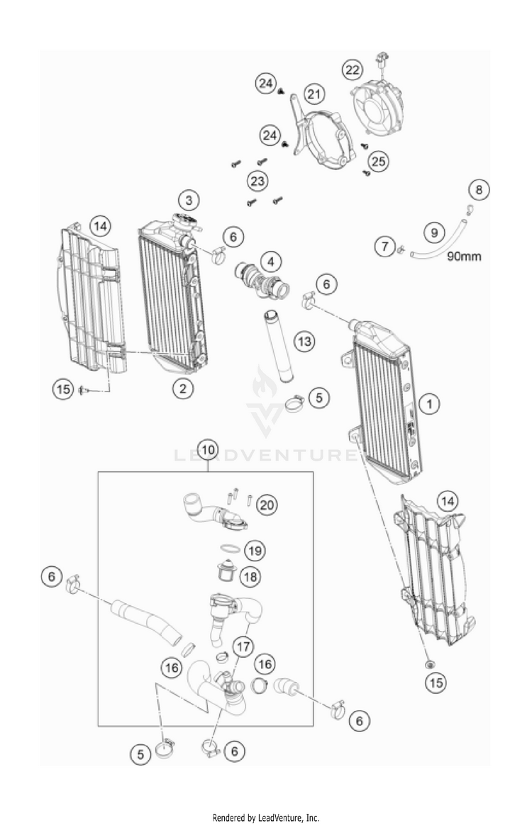 Cooling System 350 EXC-F USA Engine - 2023 Schematic