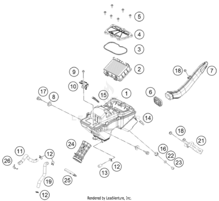 Air Filter 390 ADVENTURE SPOKE W, orange-B.D. CHASSIS - 2024 Schematic