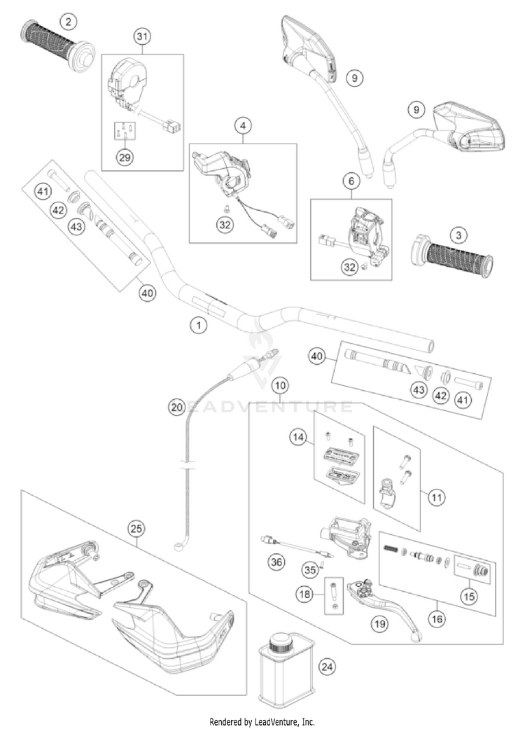 Handlebar, Controls 1290 SUPER ADVENTURE R OT US CHASSIS - 2022 Schematic