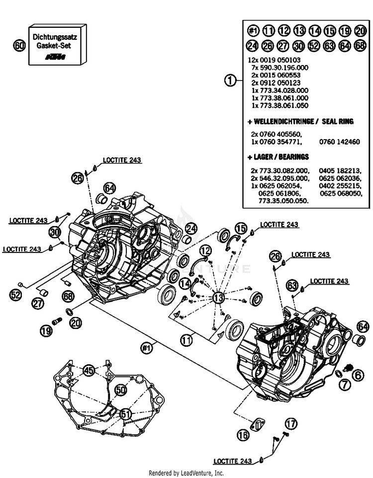 Engine Case 505 SX-F Engine - 2008 Schematic