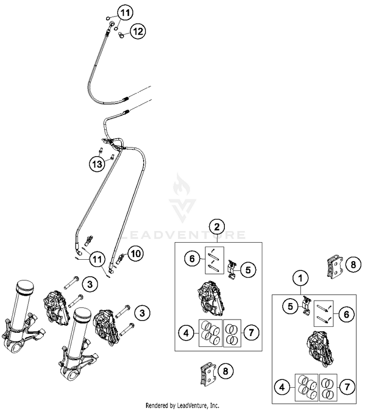 Front Brake Caliper 1290 SUPER ADVENTURE R CHASSIS - 2018 Schematic