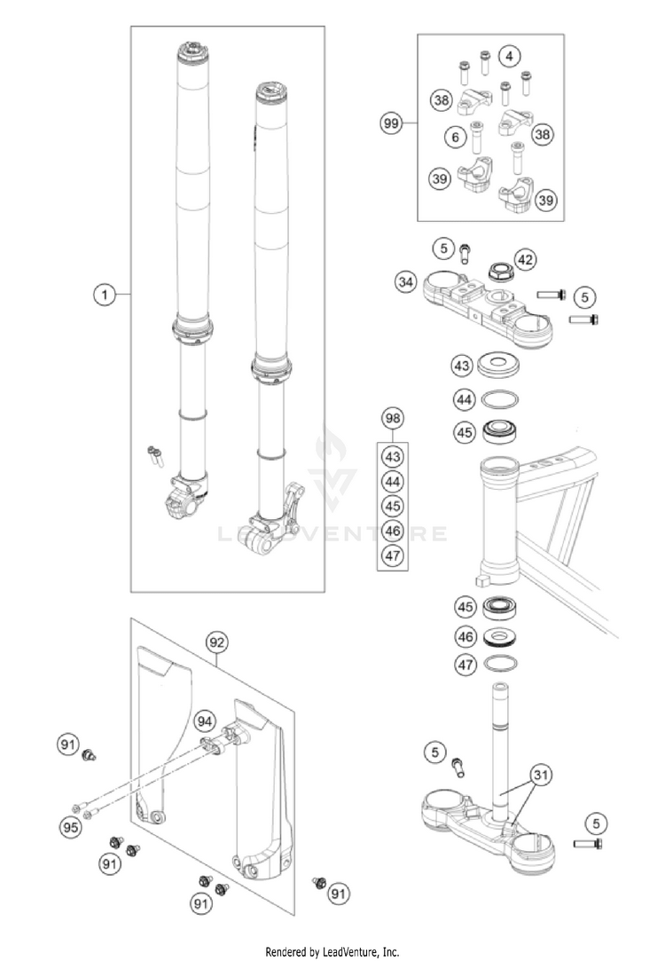Front Fork, Triple Clamp Schematic