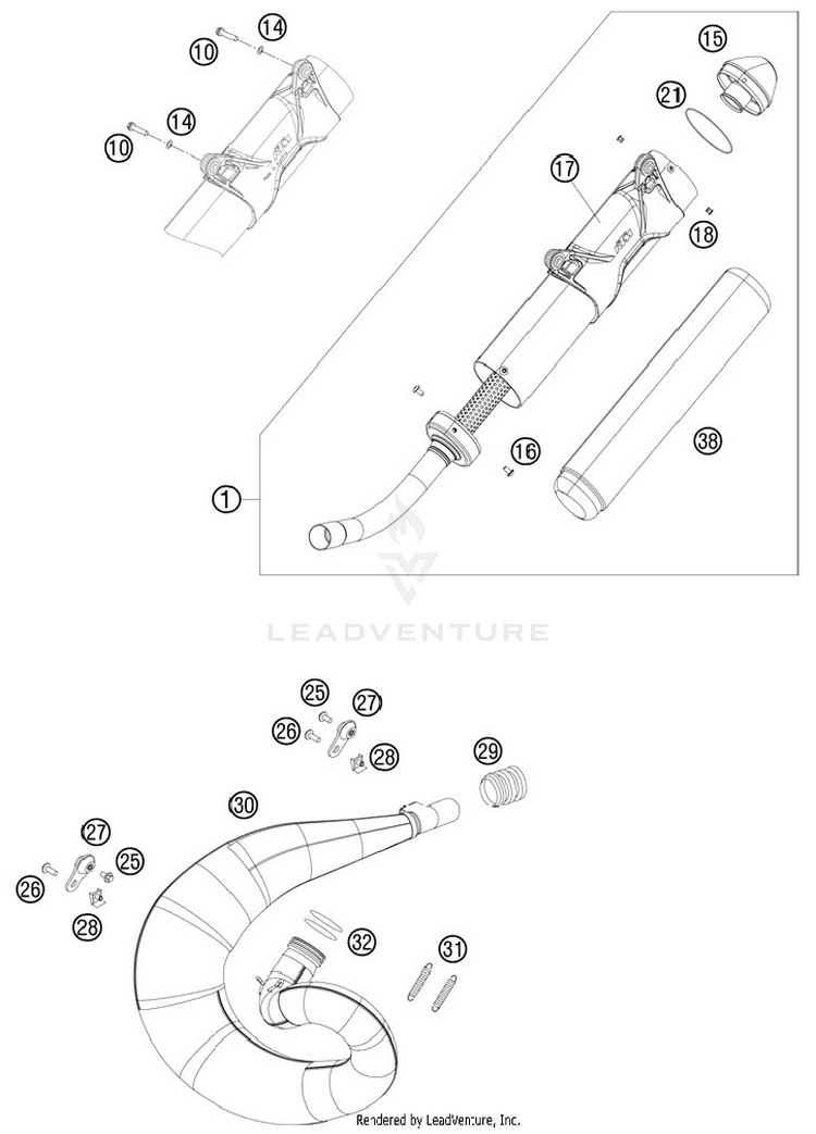 Exhaust System 250 SX Chassis - 2012 Schematic