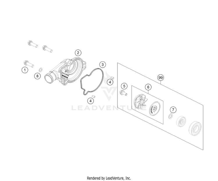 Water Pump 150 / EXC / XC-W Engine - 2023 Schematic