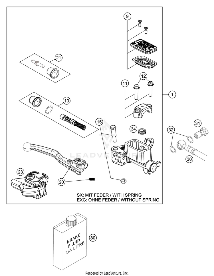 Front Brake Control 450 SX-F FACTORY EDITION CHASSIS - 2019 Schematic