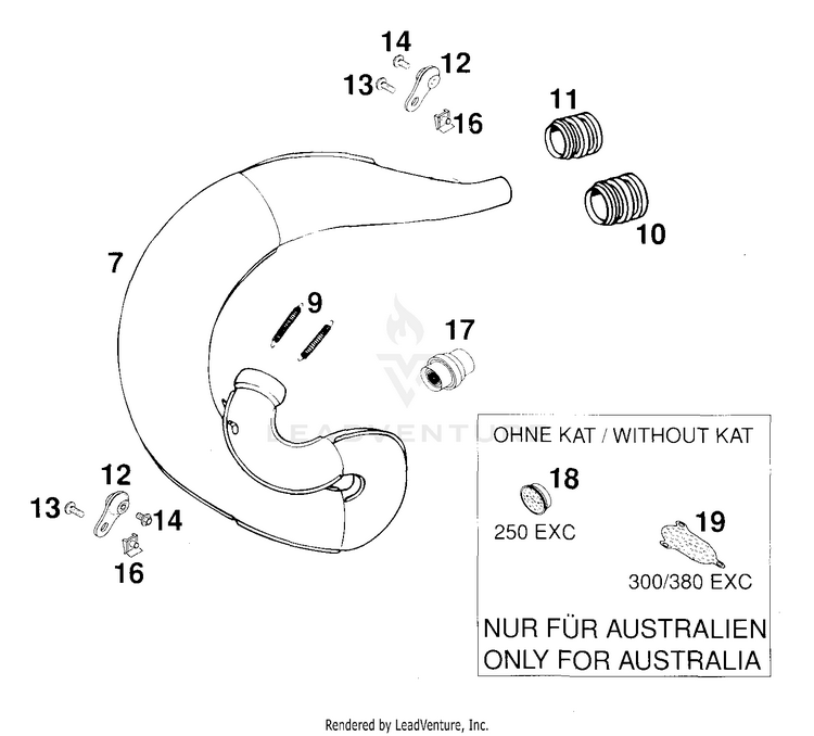 Exhaust Pipe 250 EXC Chassis - 2000 Schematic