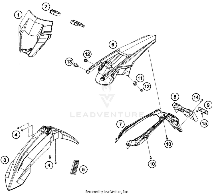 Mask, Fenders 500 EXC-F CHASSIS - 2018 Schematic