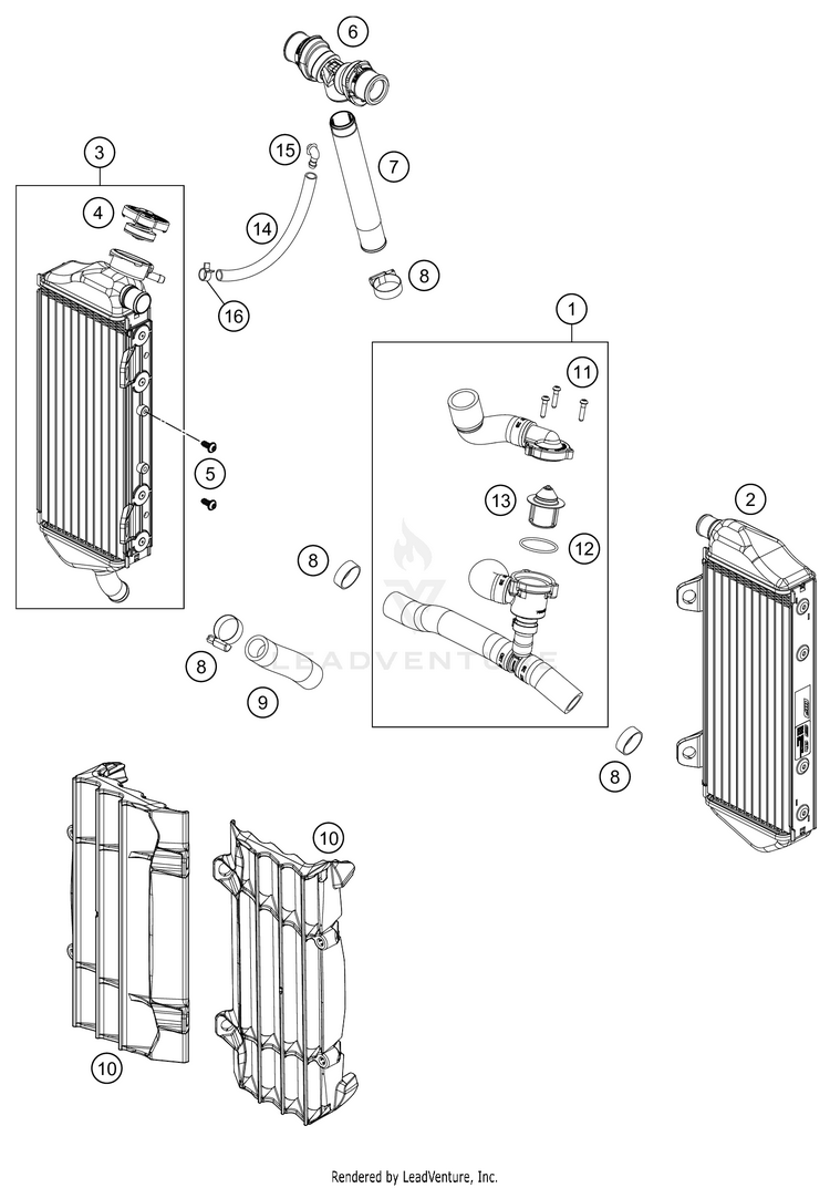 Cooling System 250 XC-W TPI Engine - 2021 Schematic