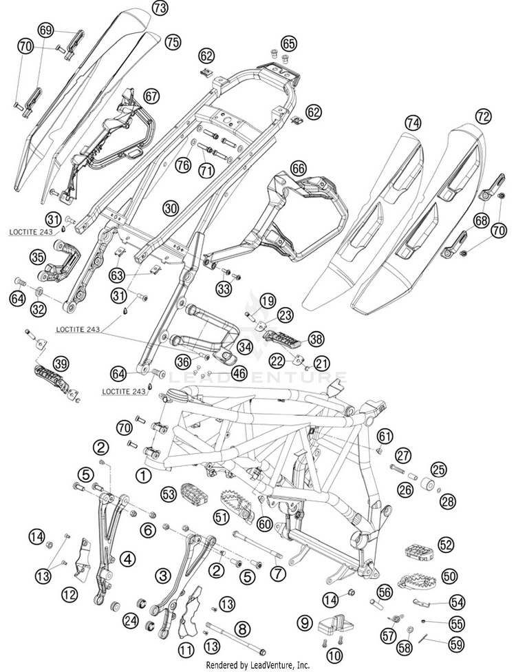 Frame 990 Supermoto T Orange Chassis - 2010 Schematic