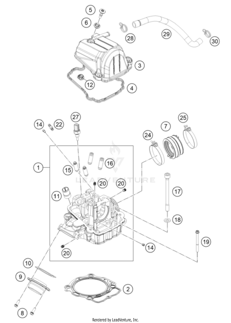 Cylinder Head 500 EXC-F USA Engine - 2022 Schematic