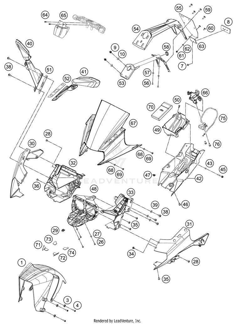 Mask, Fenders RC 390 BLACK CHASSIS - 2018 Schematic