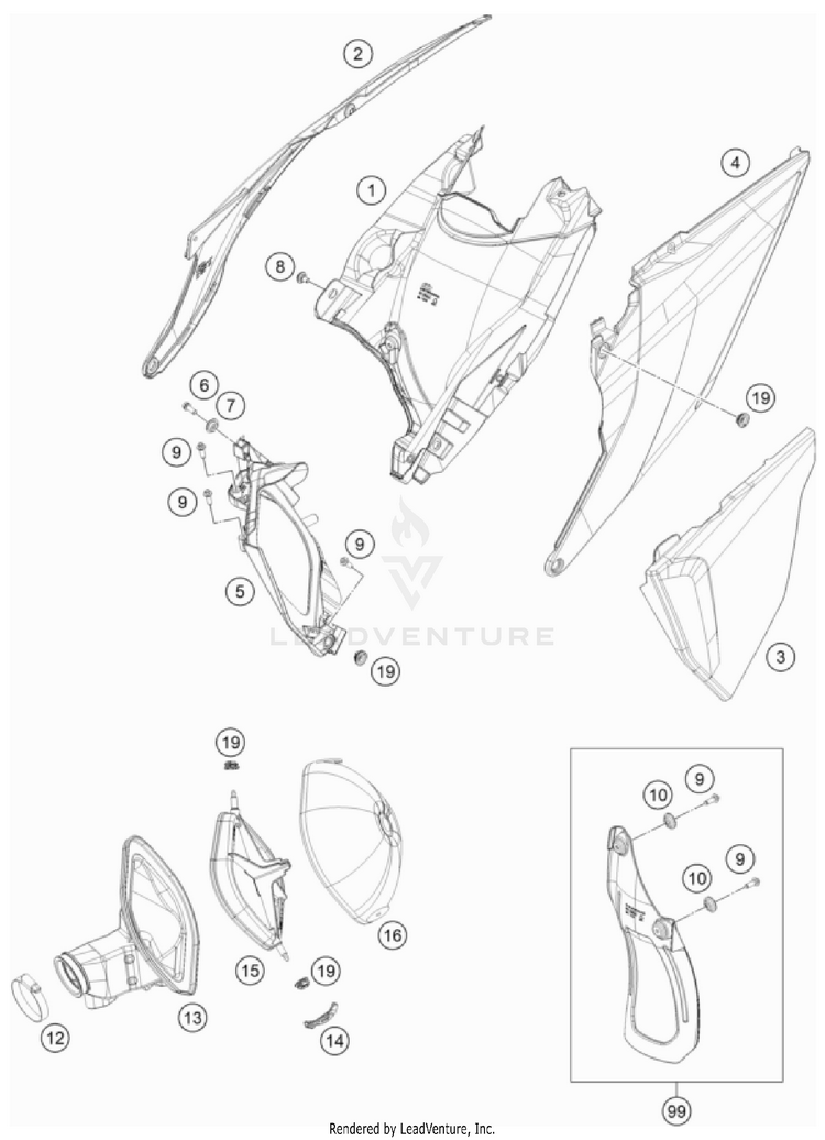 Air Filter 500 EXC-F US CHASSIS - 2022 Schematic