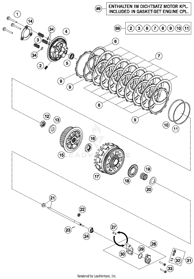 Clutch 1290 SUPERDUKE R BLACK Engine - 2015 Schematic