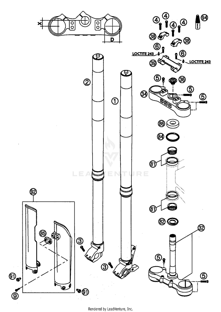 Front Fork Wp Usd 48 200 SX Chassis - 2004 Schematic