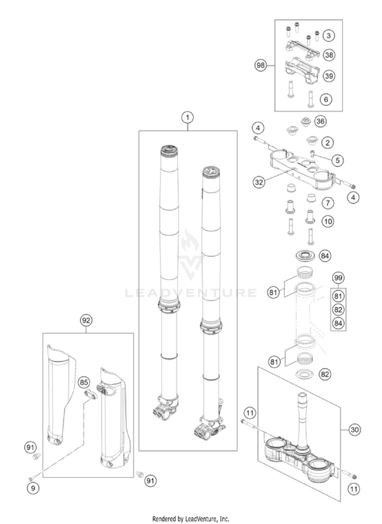 Front Fork, Triple Clamp 250 SX-F CHASSIS - 2026 Schematic