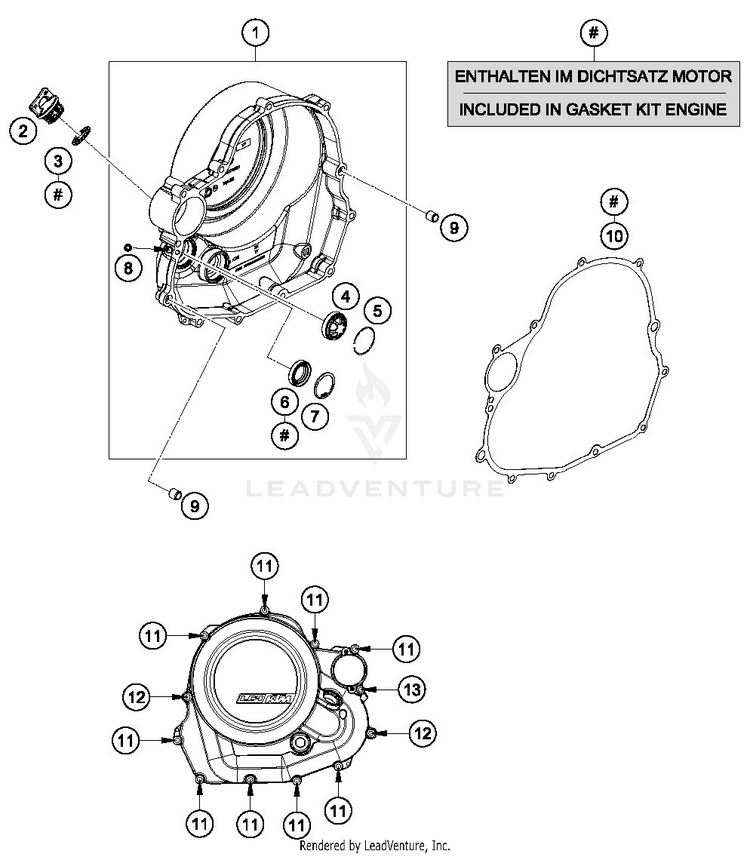 Clutch Cover 690 DUKE WHITE Engine - 2016 Schematic