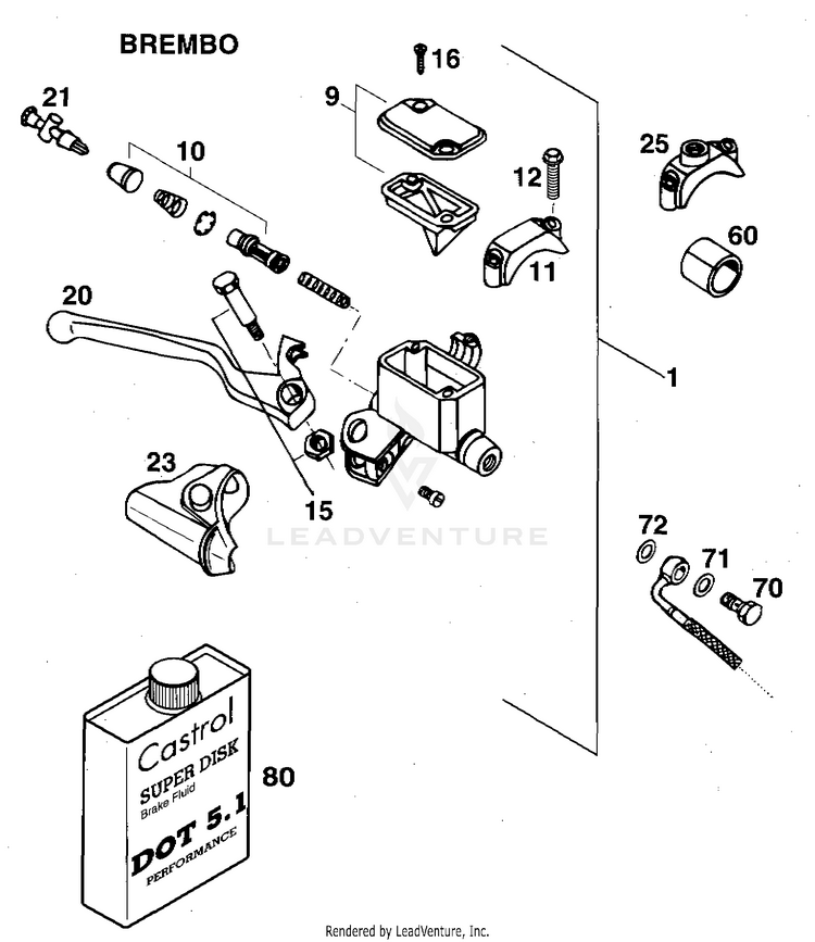 Hand Brake Cylinder 620 RXC Chassis - 1996 Schematic