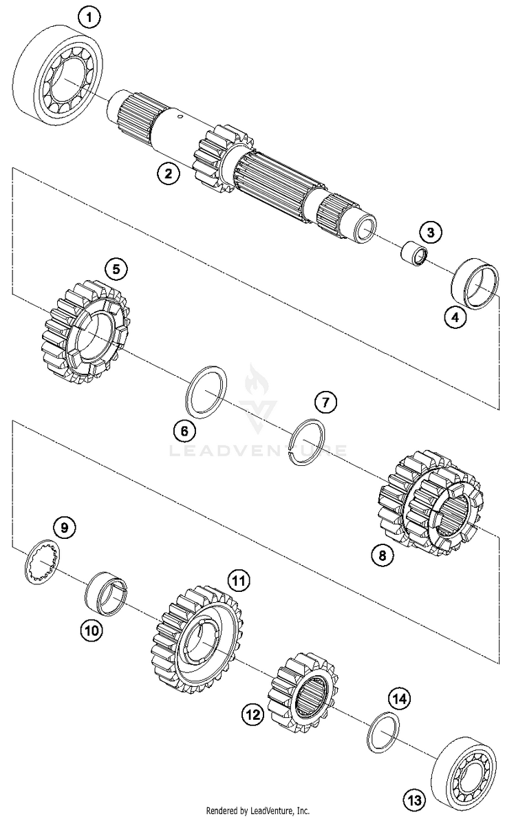 Transmission I - Main Shaft 1290 SUPERDUKE R ORANGE Engine - 2015 Schematic