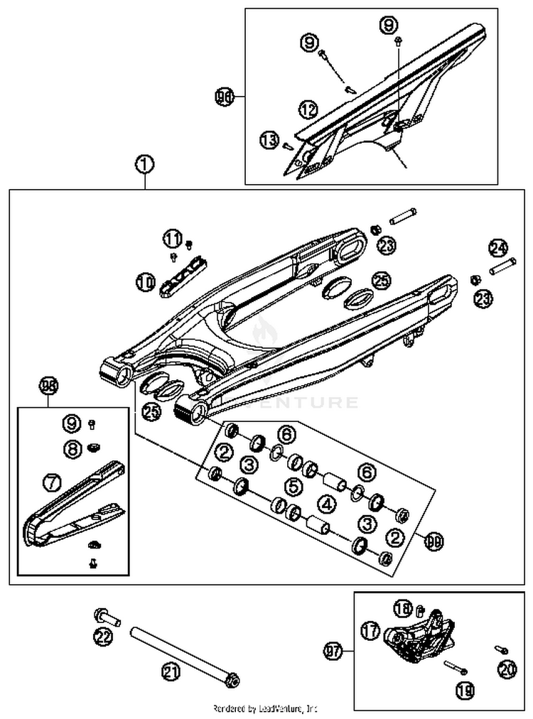 Swing Arm 690 ENDURO R Chassis - 2016 Schematic