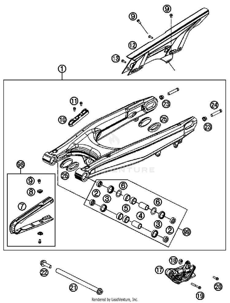 Swing Arm 690 Enduro Chassis - 2011 Schematic