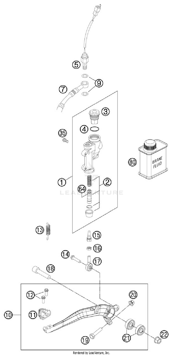 Rear Brake Control 500 EXC Chassis - 2012 Schematic