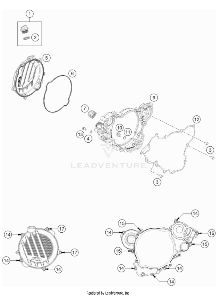 Clutch Cover 150 / EXC / XC-W Engine - 2022 Schematic