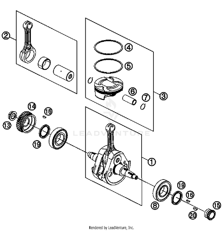 Crankshaft, Piston 450 SX-F FACT. REPL. USA Engine - 2012 Schematic