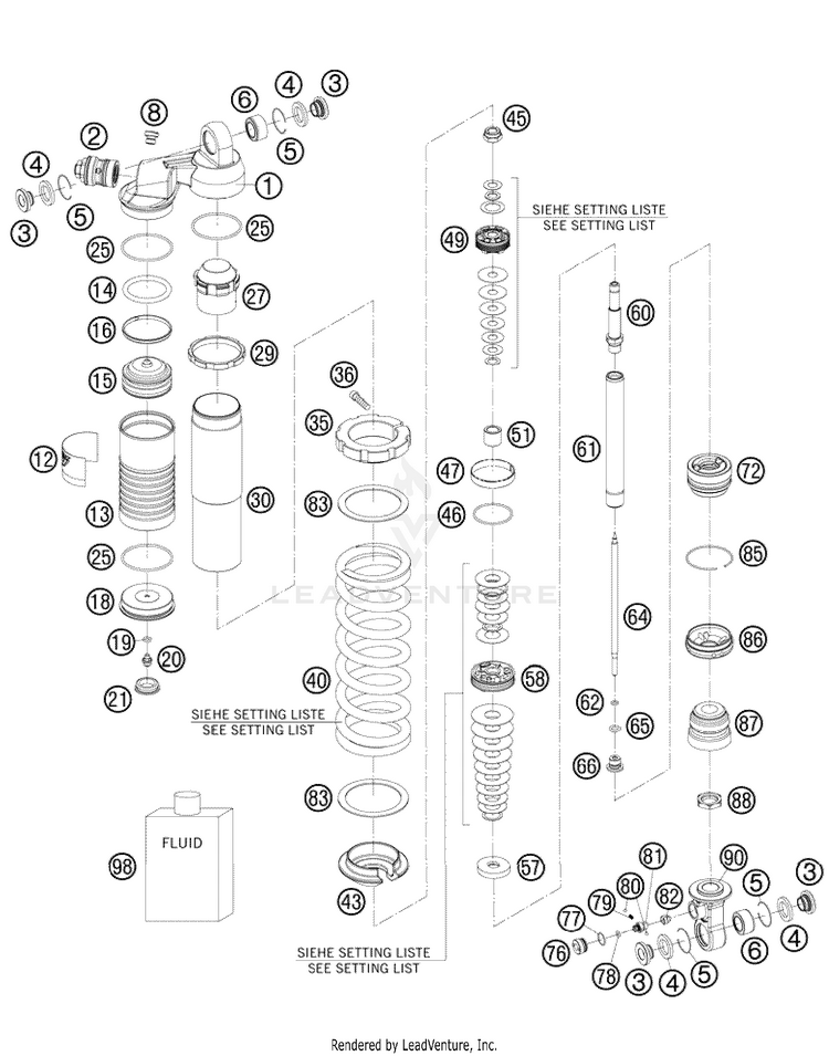 Monoshock Disassembled 85 XC Chassis - 2009 Schematic