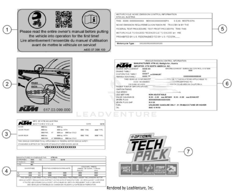 Technic Information Sticker 1390 SUPER DUKE R EVO, black CHASSIS - 2024 Schematic
