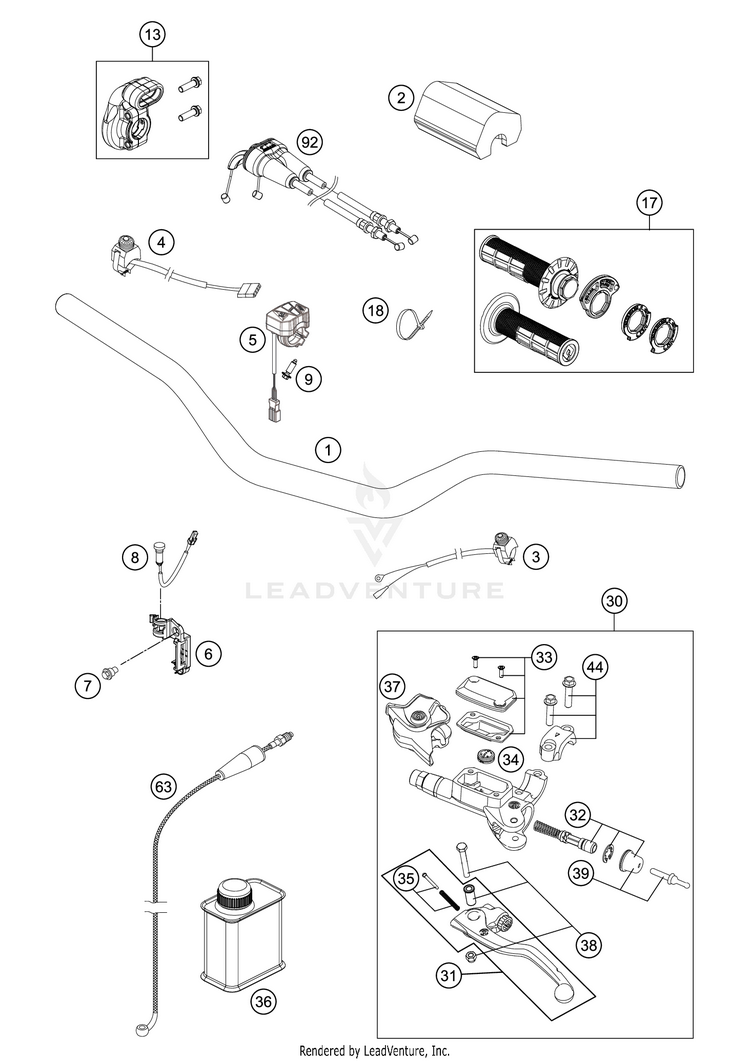 Handlebar, Controls 450 SX-F FACTORY EDITION CHASSIS - 2019 Schematic