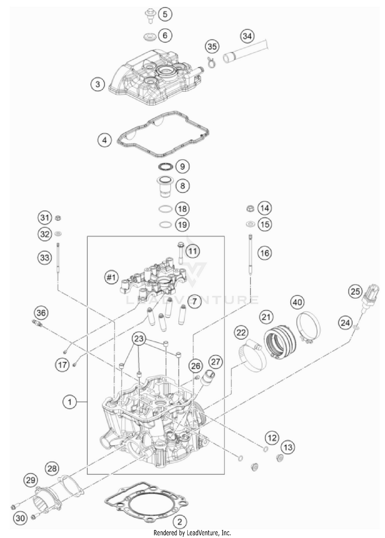 Cylinder Head 350 EXC-F USA Engine - 2022 Schematic