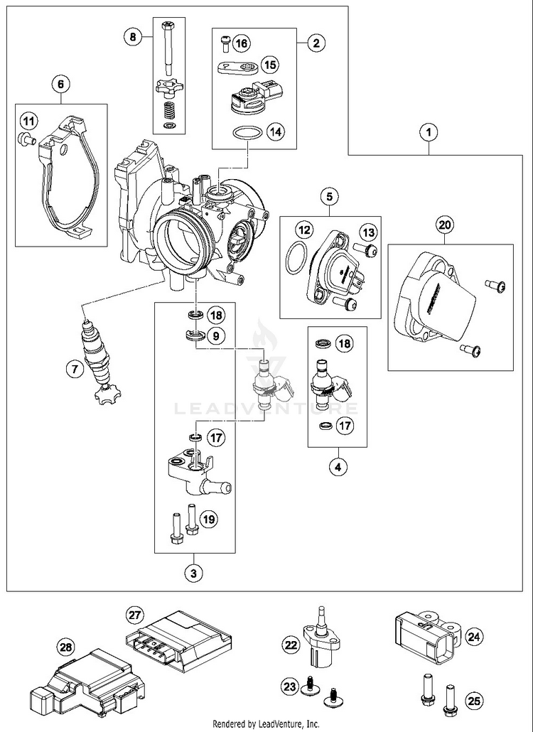 Throttle Body 350 EXC-F ENGINE - 2019 Schematic