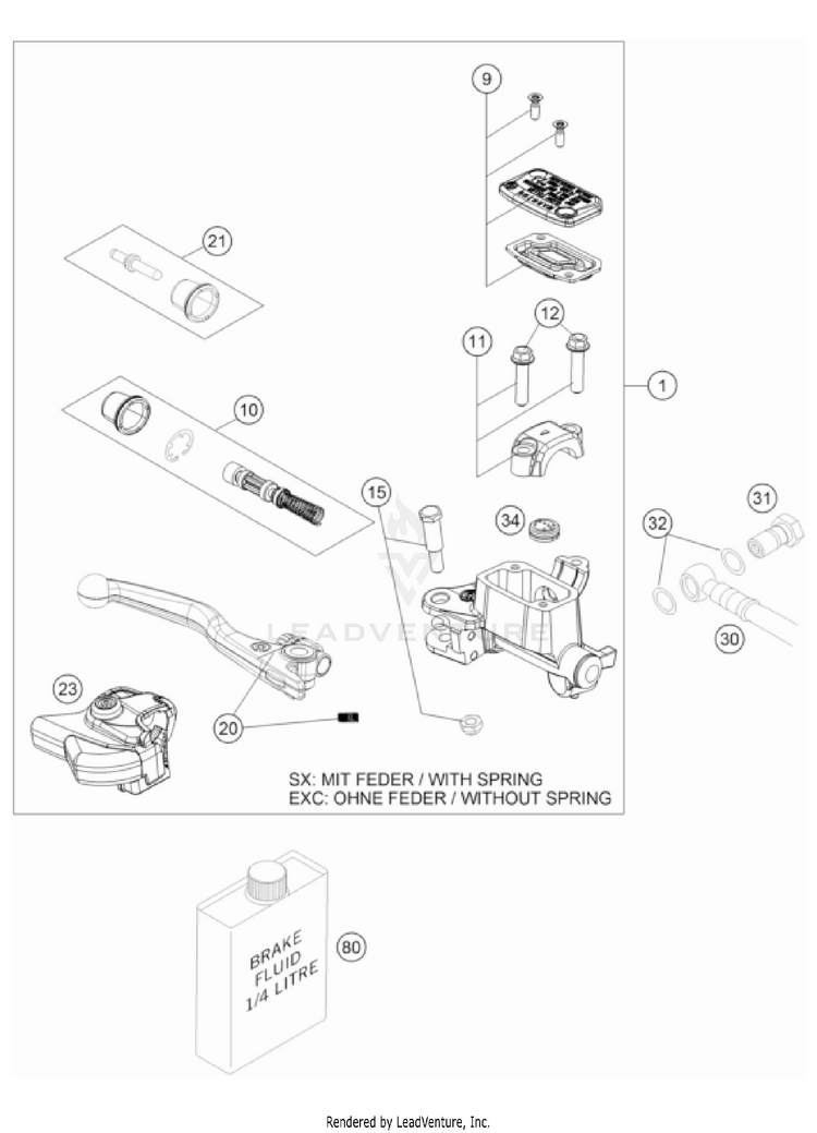 Front Brake Control 350 SX-F CHASSIS - 2023 Schematic