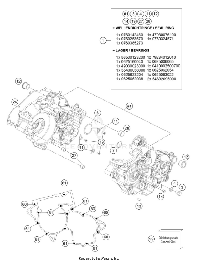 Engine Case 250 XC-W ENGINE - 2026 Schematic