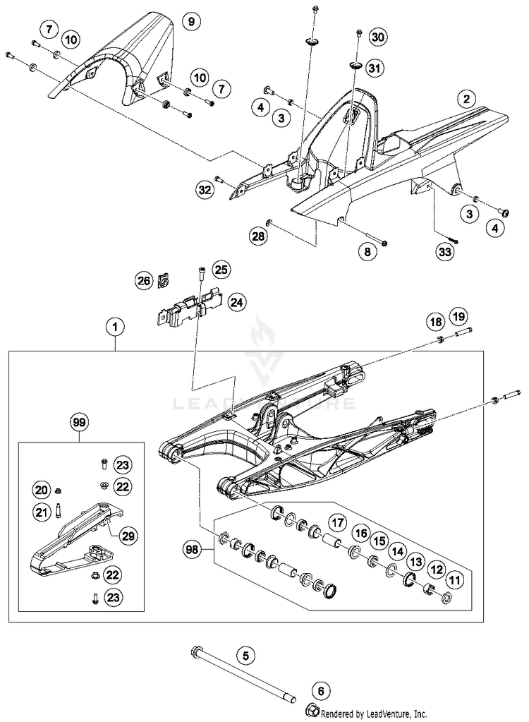 Swing Arm RC 390 WHITE Chassis - 2015 Schematic