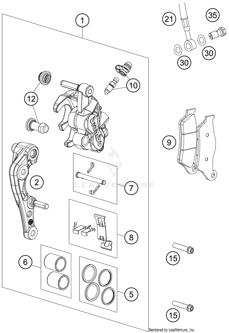 Front Brake Caliper 500 EXC-F SIX DAYS CHASSIS - 2020 Schematic