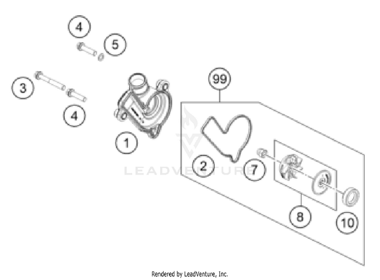 Water Pump 250 SX-F ENGINE - 2026 Schematic