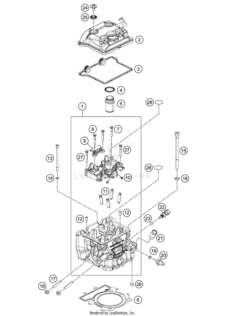 Cylinder Head 390 RC CUP Engine - 2016 Schematic
