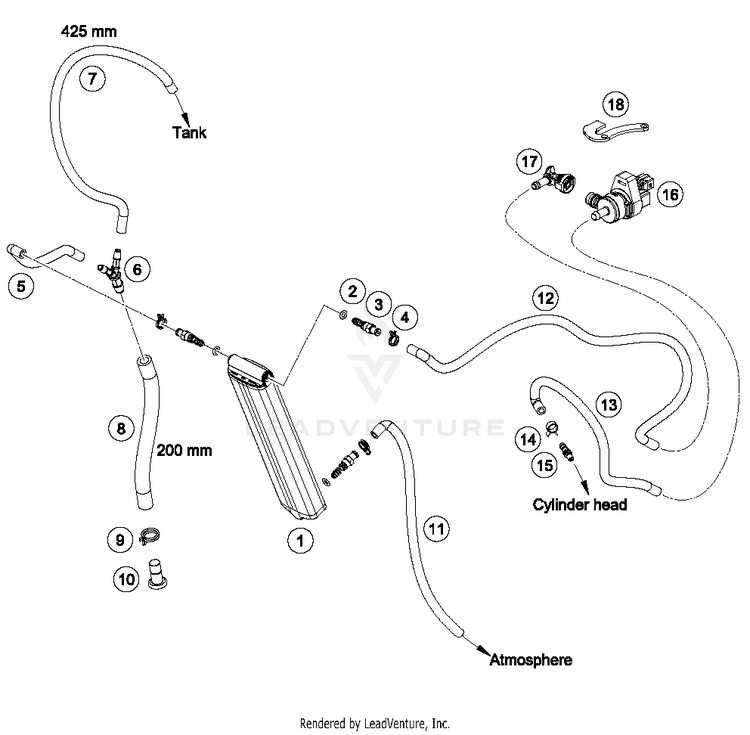 Evaporative Canister 500 EXC-F CHASSIS - 2018 Schematic