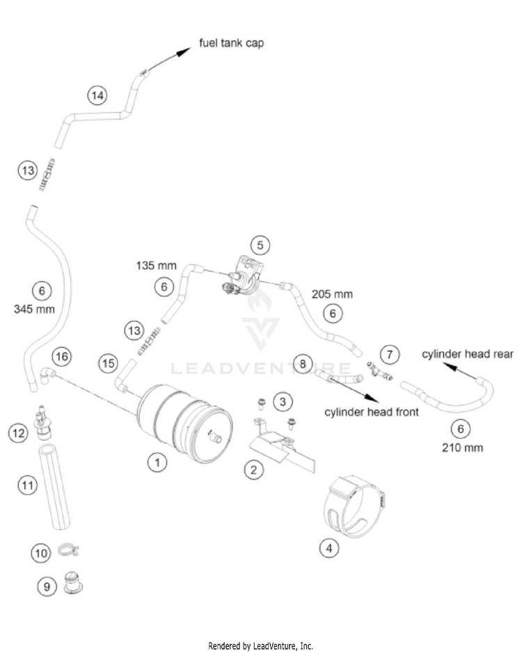 Evaporative Canister 1290 SUPER ADVENTURE S, black US CHASSIS - 2022 Schematic