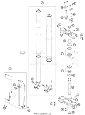 Front Fork, Triple Clamp Schematic