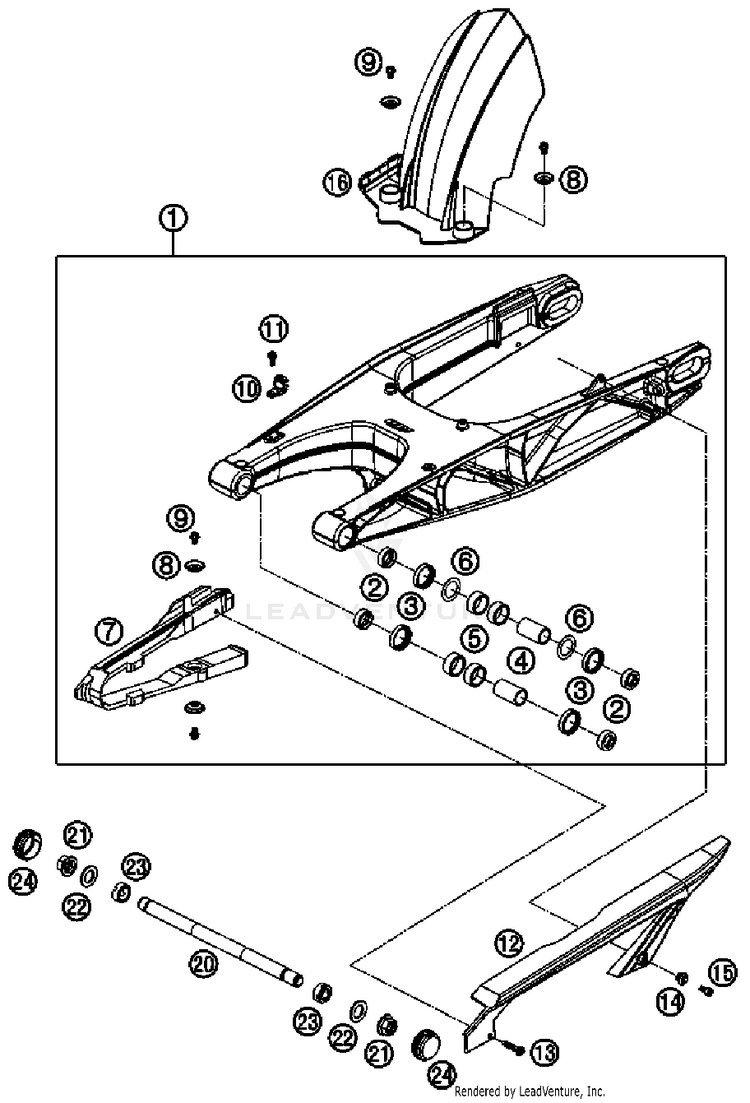 Swing Arm 690 Duke Chassis - 2008 Schematic