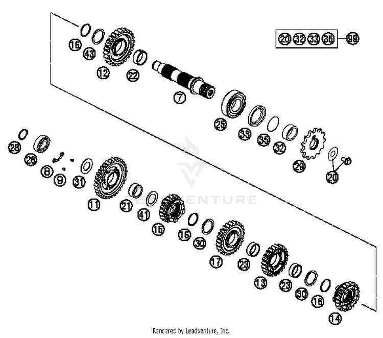 Transmission Ii - Countershaft 350 XCFW SIXDAYS Engine - 2015 Schematic
