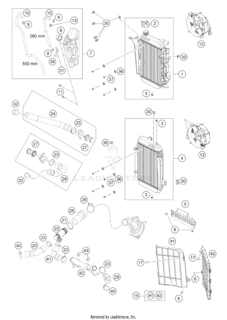Cooling System 1290 SUPER ADV. S/R Engine - 2022 Schematic