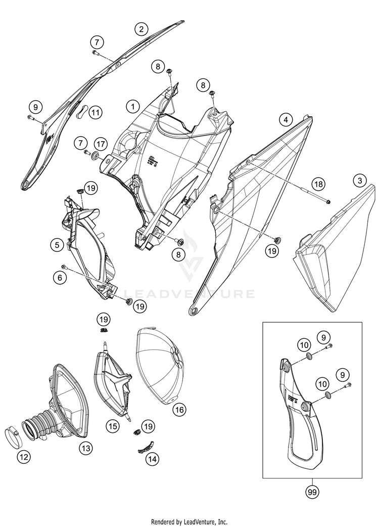 Air Filter 350 XC-F Chassis - 2021 Schematic