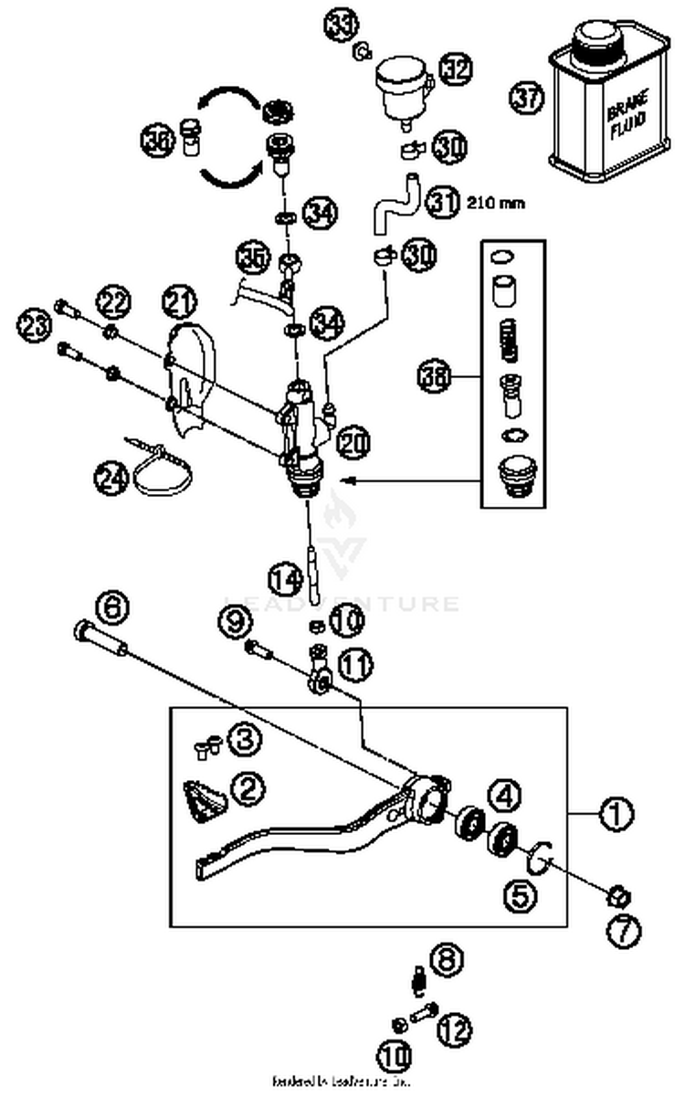 Brake Caliper Front 690 DUKE ORANGE Chassis - 2016 Schematic
