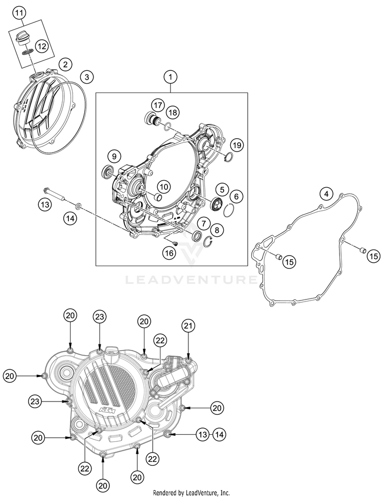 Clutch Cover 450 EXC-F SIX DAYS ENGINE - 2019 Schematic