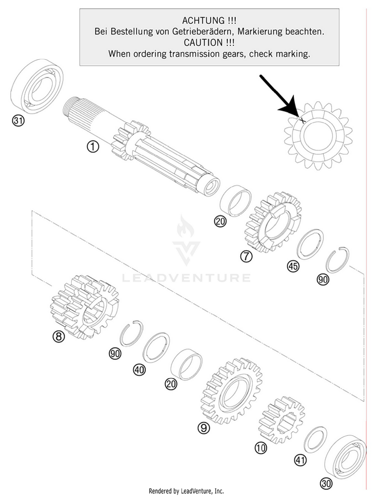 Transmission I - Main Shaft 150 SX Engine - 2011 Schematic