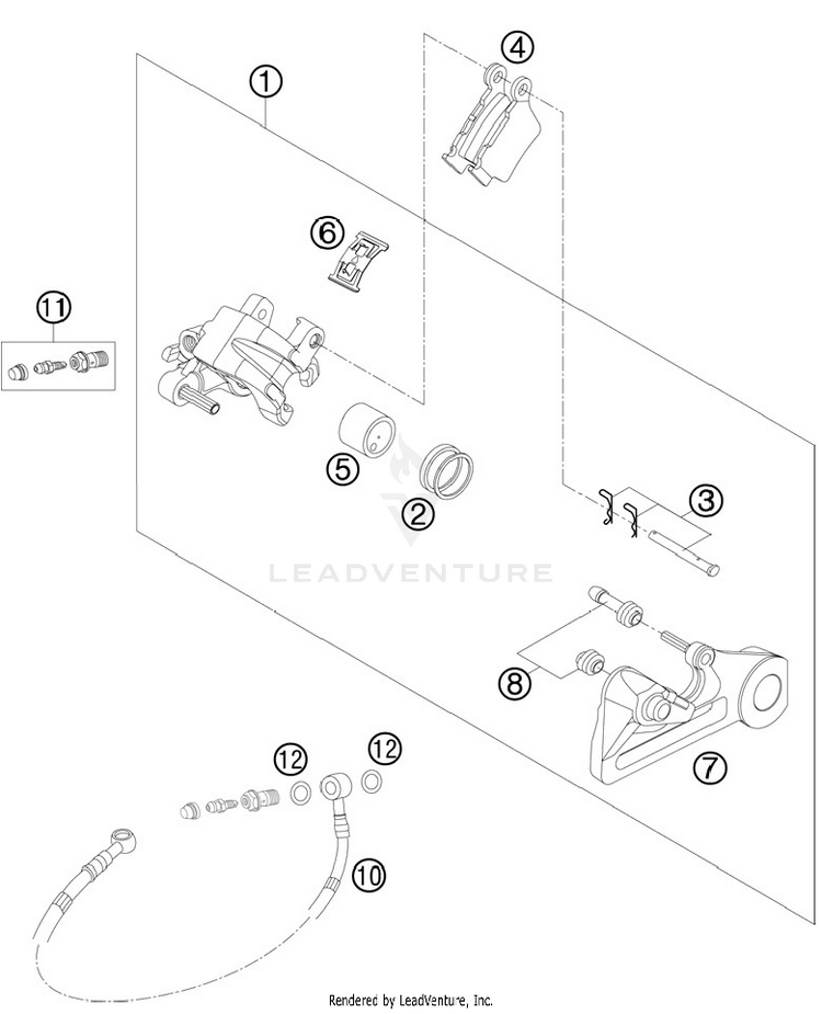 Brake Caliper Rear 250 XCFW Chassis - 2012 Schematic